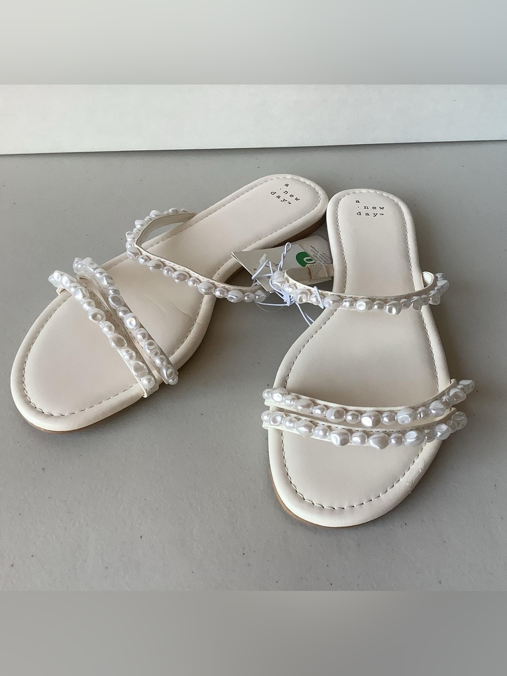 A New Day Aida Faux Pearl Multi-Strap Slide Sandals